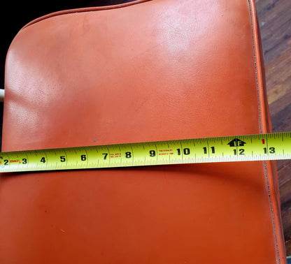 VINTAGE STEELCASE ORANGE INDUSTRIAL DRAFTING MACHINIST STEAMPUNK STOOL FREE SHIP