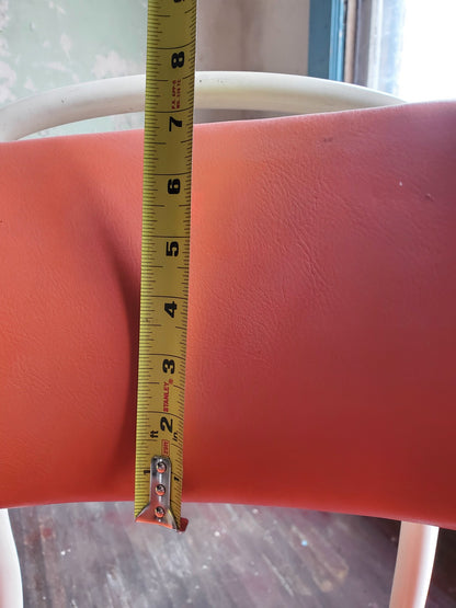 VINTAGE STEELCASE ORANGE INDUSTRIAL DRAFTING MACHINIST STEAMPUNK STOOL FREE SHIP