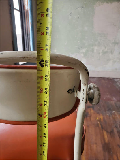 VINTAGE STEELCASE ORANGE INDUSTRIAL DRAFTING MACHINIST STEAMPUNK STOOL FREE SHIP