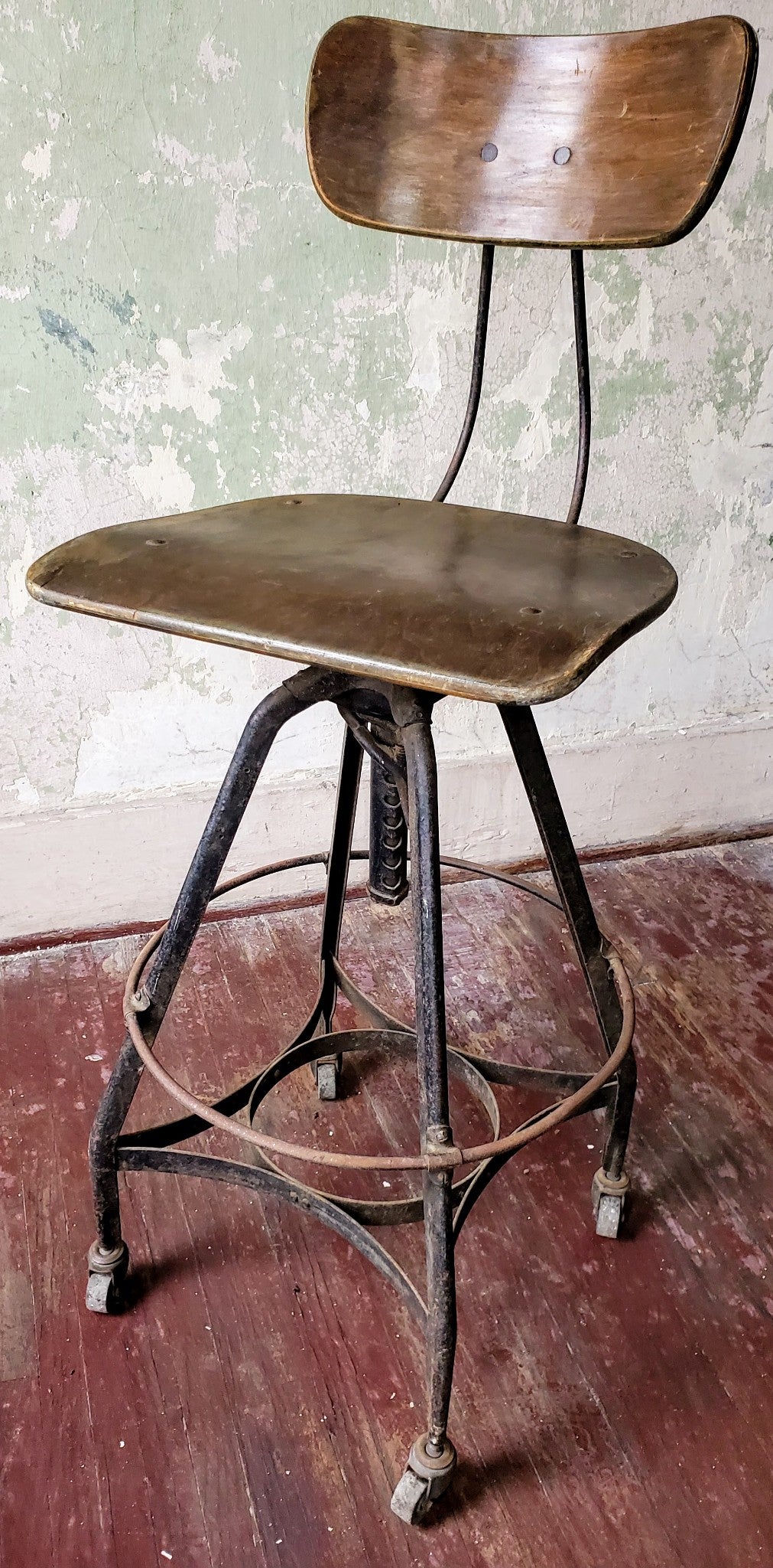 VINTAGE ADJUSTABLE UHL TOLEDO INDUSTR DRAFT MACHINIST STEAMPUNK STOOL FREE SHIP