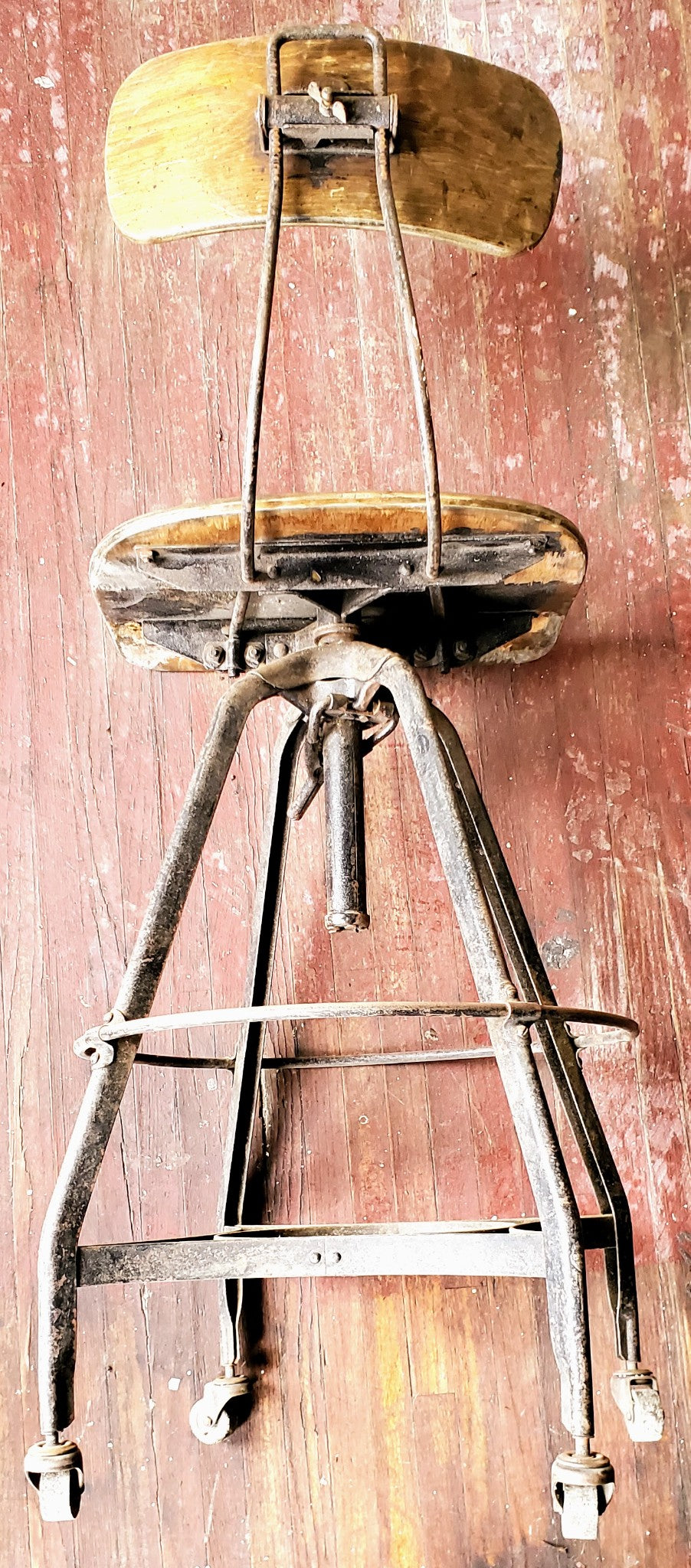 VINTAGE ADJUSTABLE UHL TOLEDO INDUSTR DRAFT MACHINIST STEAMPUNK STOOL FREE SHIP