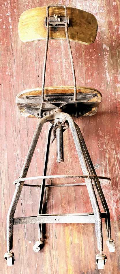 VINTAGE ADJUSTABLE UHL TOLEDO INDUSTR DRAFT MACHINIST STEAMPUNK STOOL FREE SHIP