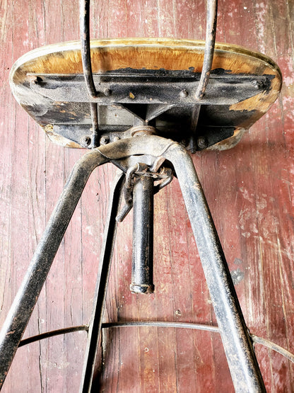 VINTAGE ADJUSTABLE UHL TOLEDO INDUSTR DRAFT MACHINIST STEAMPUNK STOOL FREE SHIP