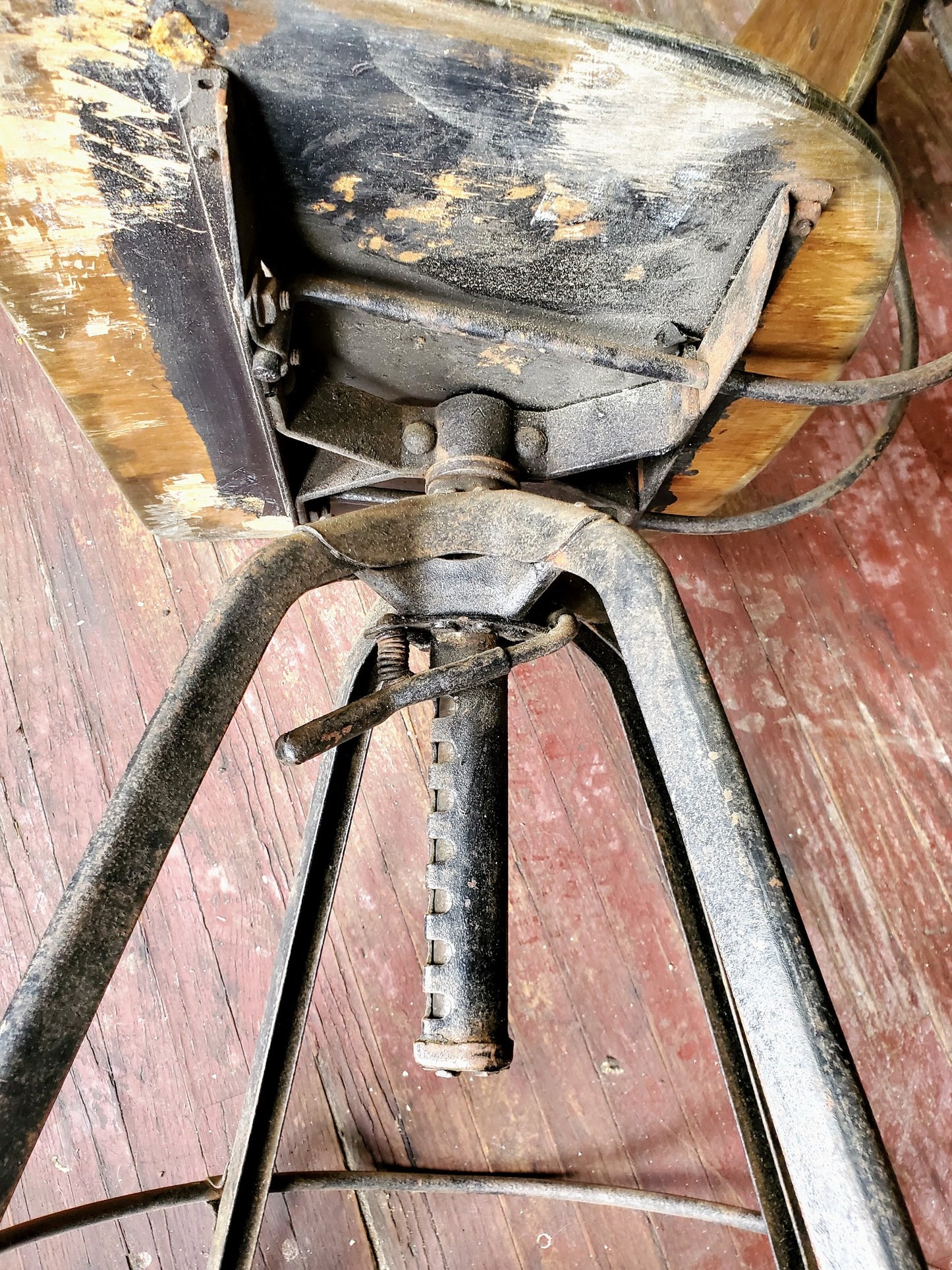 VINTAGE ADJUSTABLE UHL TOLEDO INDUSTR DRAFT MACHINIST STEAMPUNK STOOL FREE SHIP