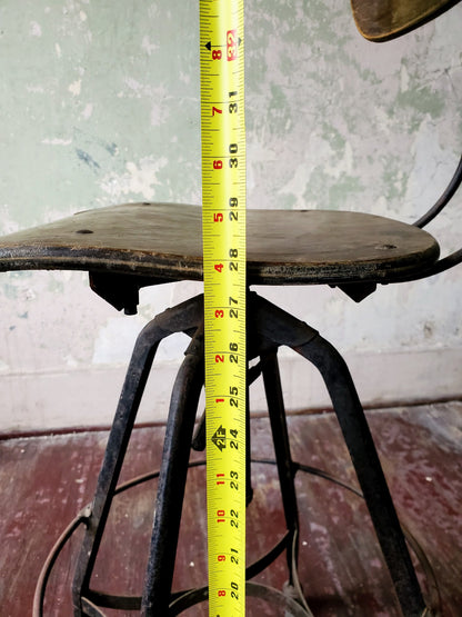 VINTAGE ADJUSTABLE UHL TOLEDO INDUSTR DRAFT MACHINIST STEAMPUNK STOOL FREE SHIP