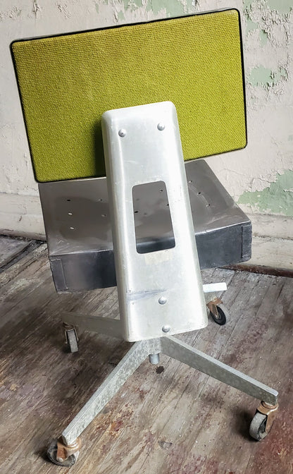 VINTAGE GOOD FORM ALUMINUM INDUSTR STEAMPUNK BANKER OFFICE SWIVEL CHAIR FREESHIP