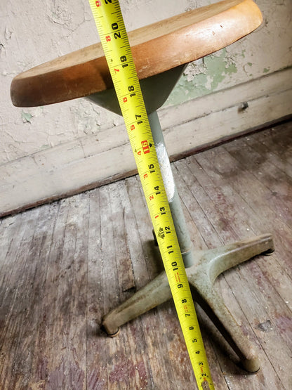 1963 VINTAGE AJUSTRITE INDUSTRIAL DRAFTING MACHINIST STOOL GLUEDWOODTOP FREESHIP