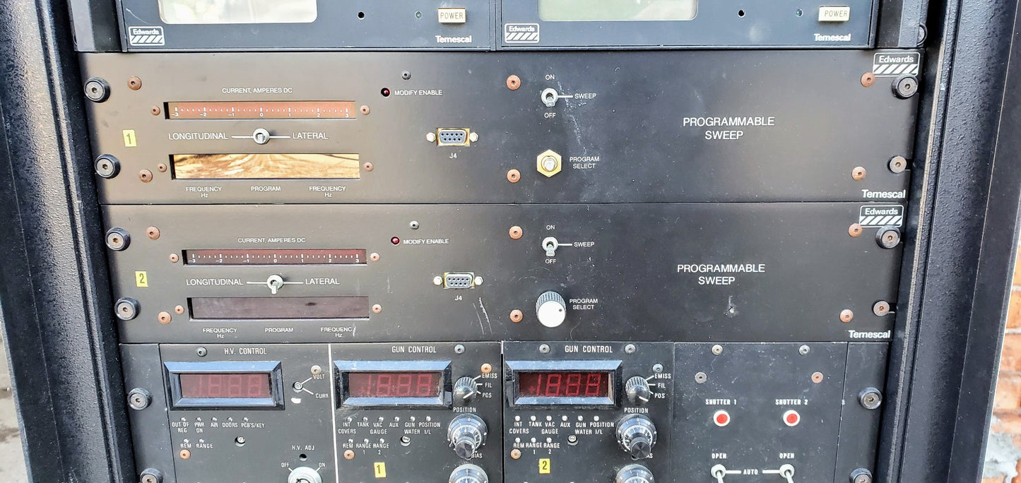 AIRCO EDWARDS TEMESCAL ELECTRON BEAM DEPOSITION COLUMN SYSTEM SWEEP VERSAVAC 5