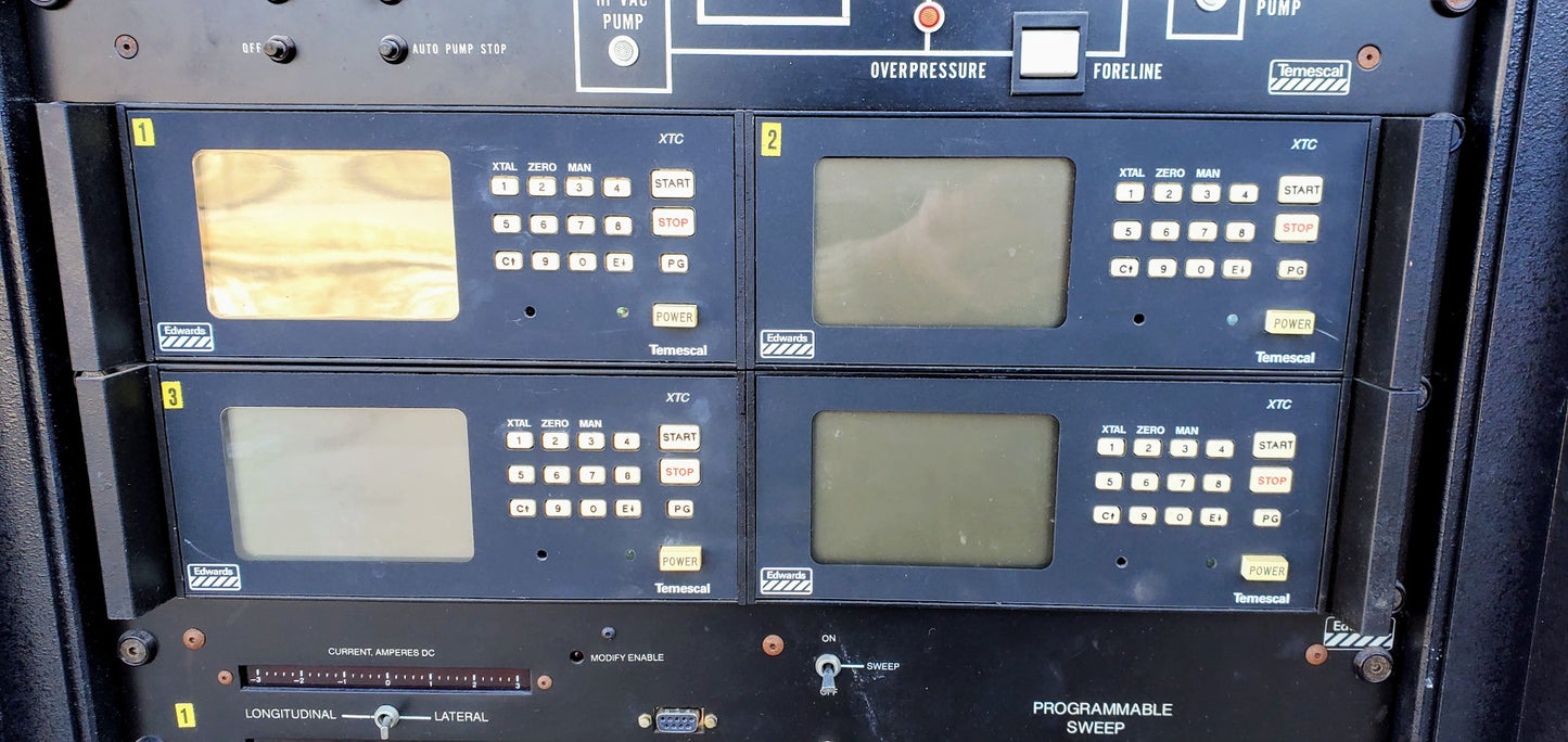 AIRCO EDWARDS TEMESCAL ELECTRON BEAM DEPOSITION COLUMN SYSTEM SWEEP VERSAVAC 5