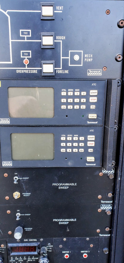 AIRCO EDWARDS TEMESCAL ELECTRON BEAM DEPOSITION COLUMN SYSTEM SWEEP VERSAVAC 5