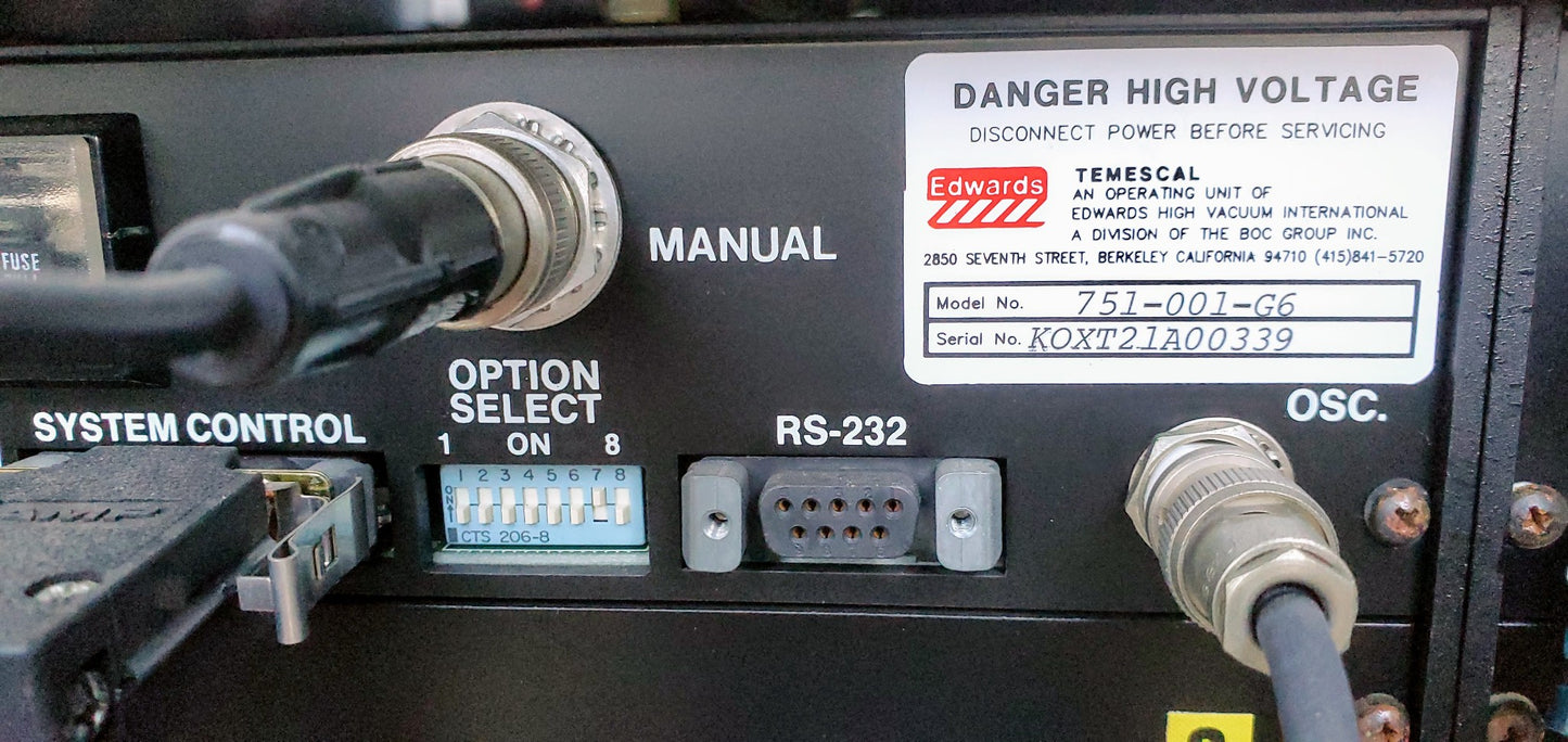 AIRCO EDWARDS TEMESCAL ELECTRON BEAM DEPOSITION COLUMN SYSTEM SWEEP VERSAVAC 5