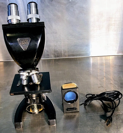 RARE BAUSCH LOMB MONOLUX OBJECTIVE MICROSCOPE BAKELITE VIEWER WOOD CASE FREESHIP