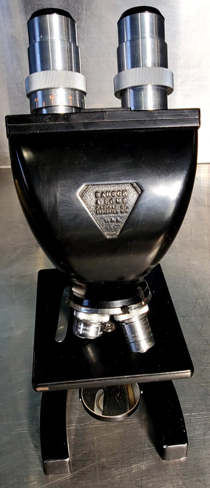 RARE BAUSCH LOMB MONOLUX OBJECTIVE MICROSCOPE BAKELITE VIEWER WOOD CASE FREESHIP