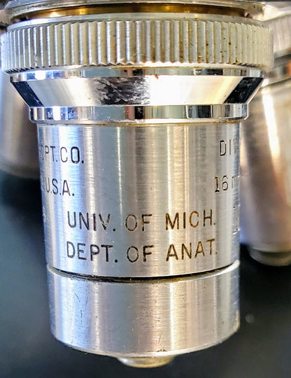 RARE BAUSCH LOMB MONOLUX OBJECTIVE MICROSCOPE BAKELITE VIEWER WOOD CASE FREESHIP