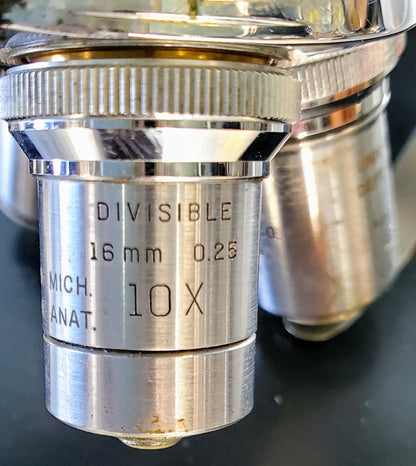 RARE BAUSCH LOMB MONOLUX OBJECTIVE MICROSCOPE BAKELITE VIEWER WOOD CASE FREESHIP