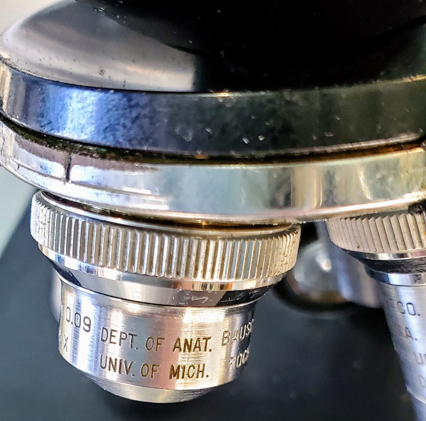 RARE BAUSCH LOMB MONOLUX OBJECTIVE MICROSCOPE BAKELITE VIEWER WOOD CASE FREESHIP