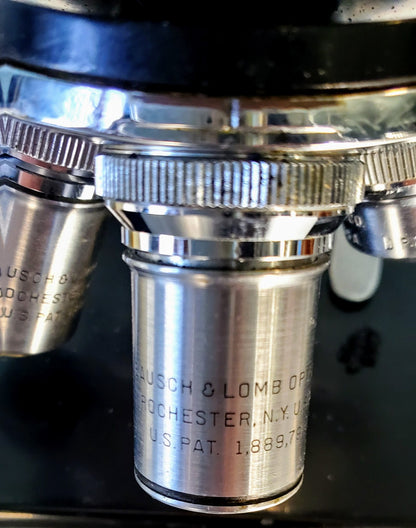 RARE BAUSCH LOMB MONOLUX OBJECTIVE MICROSCOPE BAKELITE VIEWER WOOD CASE FREESHIP