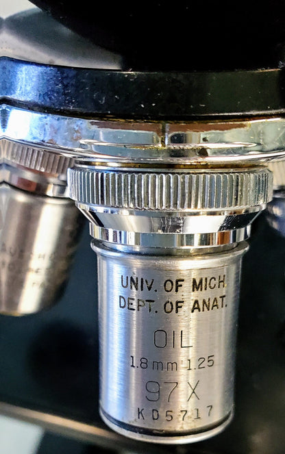 RARE BAUSCH LOMB MONOLUX OBJECTIVE MICROSCOPE BAKELITE VIEWER WOOD CASE FREESHIP