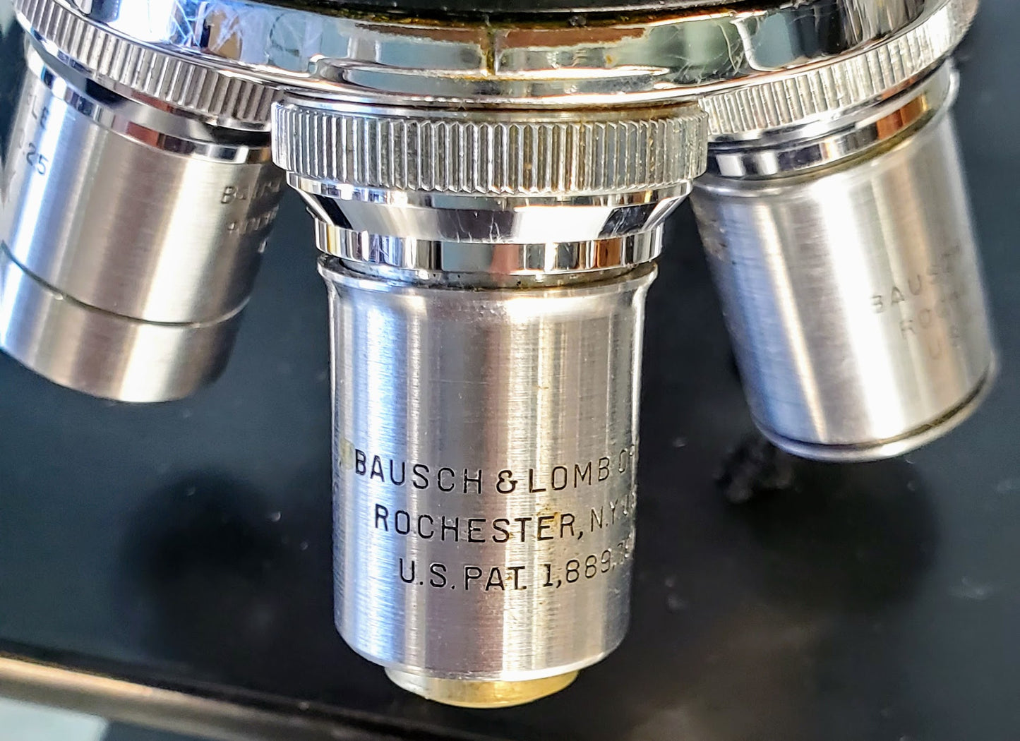 RARE BAUSCH LOMB MONOLUX OBJECTIVE MICROSCOPE BAKELITE VIEWER WOOD CASE FREESHIP