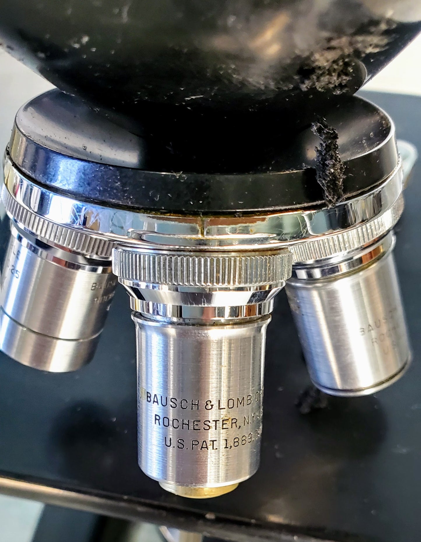 RARE BAUSCH LOMB MONOLUX OBJECTIVE MICROSCOPE BAKELITE VIEWER WOOD CASE FREESHIP