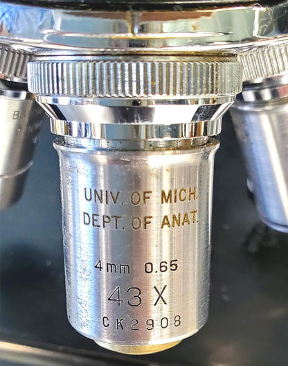 RARE BAUSCH LOMB MONOLUX OBJECTIVE MICROSCOPE BAKELITE VIEWER WOOD CASE FREESHIP