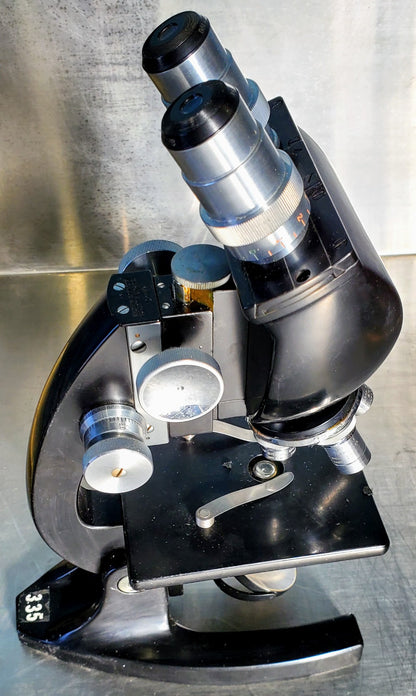 RARE BAUSCH LOMB MONOLUX OBJECTIVE MICROSCOPE BAKELITE VIEWER WOOD CASE FREESHIP