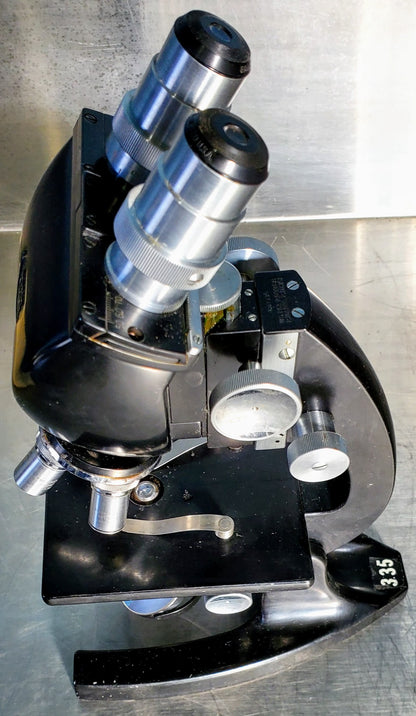 RARE BAUSCH LOMB MONOLUX OBJECTIVE MICROSCOPE BAKELITE VIEWER WOOD CASE FREESHIP