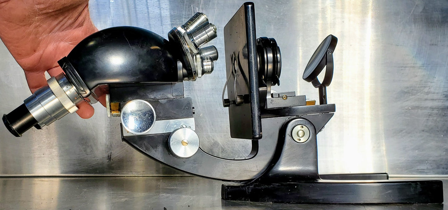 RARE BAUSCH LOMB MONOLUX OBJECTIVE MICROSCOPE BAKELITE VIEWER WOOD CASE FREESHIP