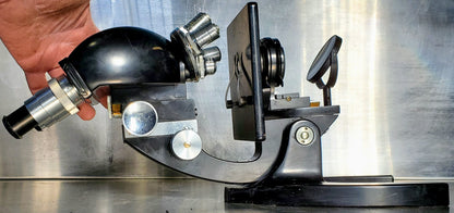 RARE BAUSCH LOMB MONOLUX OBJECTIVE MICROSCOPE BAKELITE VIEWER WOOD CASE FREESHIP