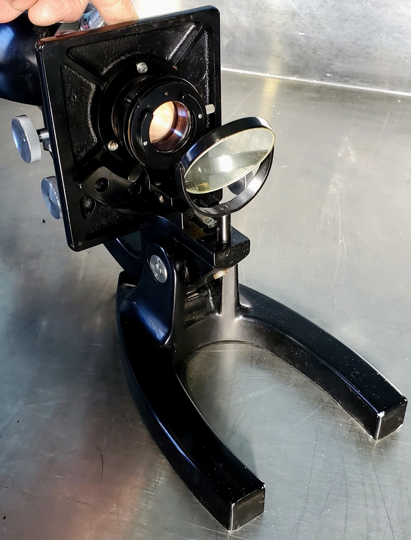 RARE BAUSCH LOMB MONOLUX OBJECTIVE MICROSCOPE BAKELITE VIEWER WOOD CASE FREESHIP