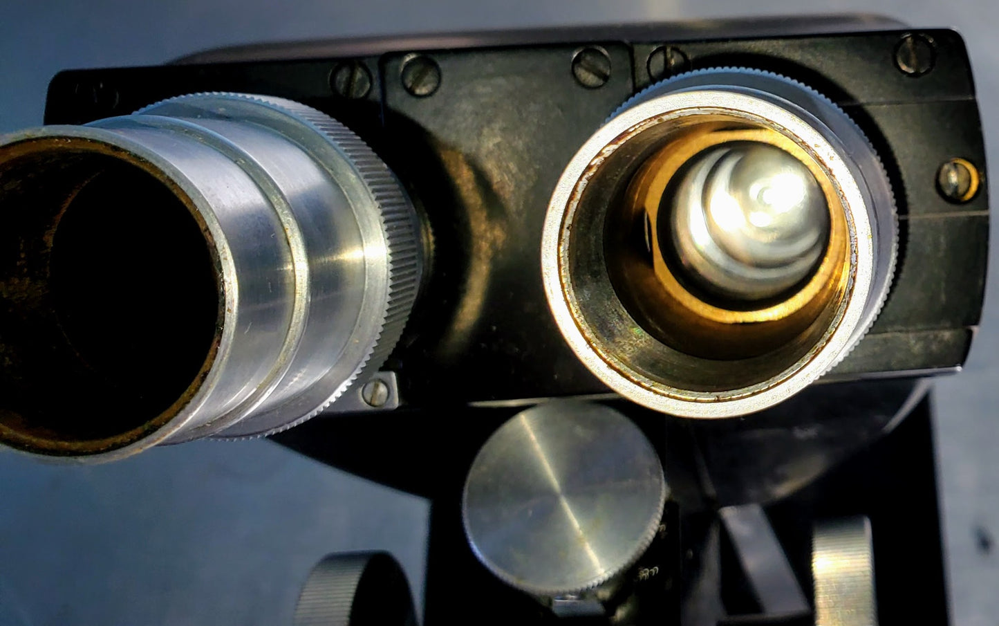 RARE BAUSCH LOMB MONOLUX OBJECTIVE MICROSCOPE BAKELITE VIEWER WOOD CASE FREESHIP