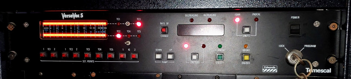 AIRCO EDWARDS TEMESCAL ELECTRON BEAM DEPOSITION COLUMN SYSTEM SWEEP VERSAVAC 5