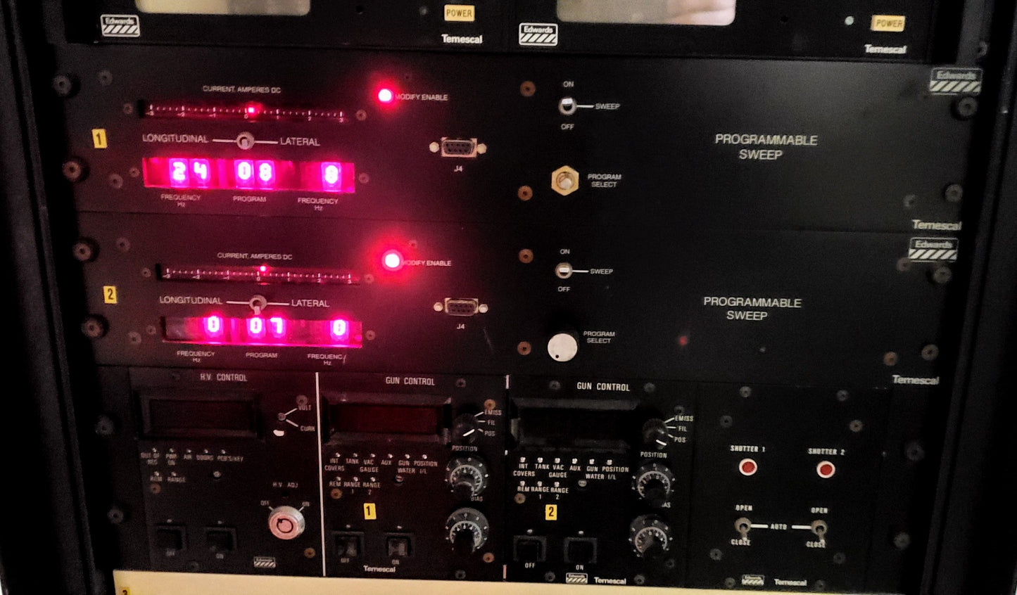 AIRCO EDWARDS TEMESCAL ELECTRON BEAM DEPOSITION COLUMN SYSTEM SWEEP VERSAVAC 5