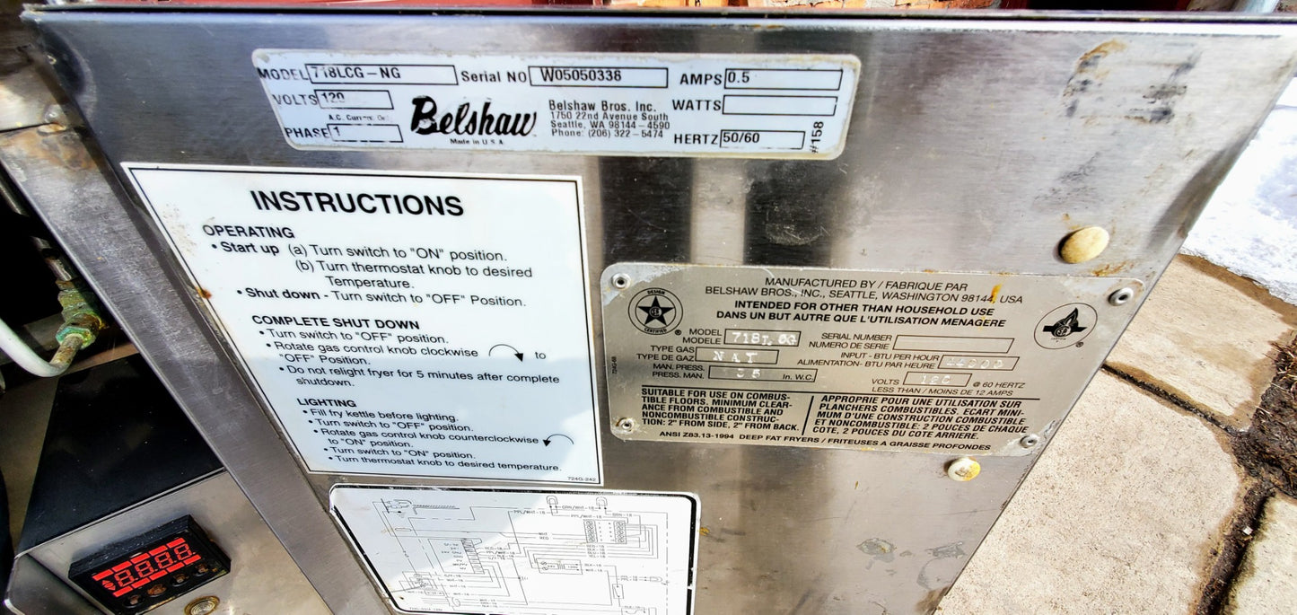BELSHAW 718LCG NATURAL GAS 18x26 DONUT FRYER and SF18 SHORTENING FILTER FREESHIP