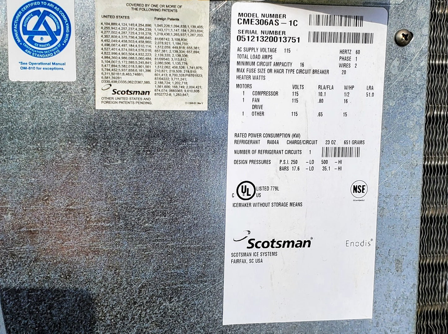 SCOTSMAN 480lbsDay CME AIR COOLED ICE MACHINE BH360S BIN WATCH VIDEO FREE SHIP