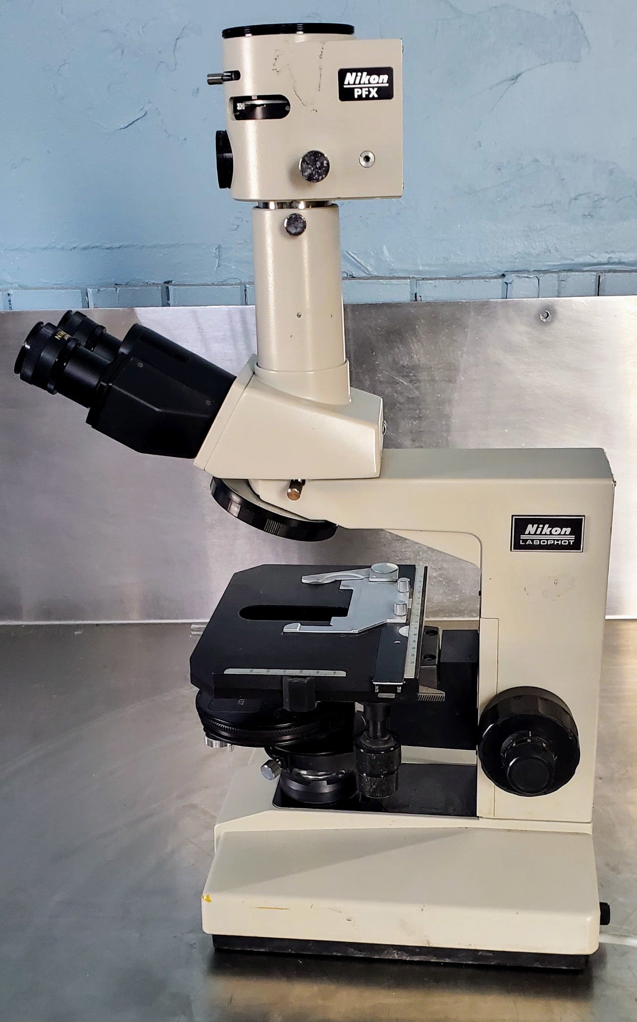PERFECT NIKON LABOPHOT PHASE CONTRAST MICROSCOPE 4OBJECTIVES PFX TURRET WARRANTY