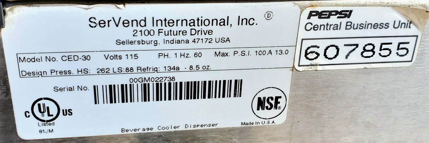 SERVEND CED-30 SODA CARB NON 6 VALVE POST MIX DISPENSER WATCH VIDEO FREE SHIPPIN