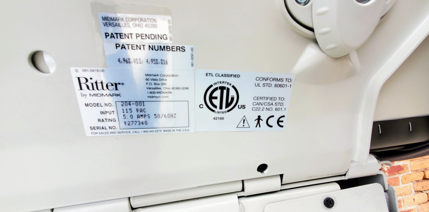 RITTER 204 OBGN PATIENT EXAM TABLE TATTOO OFFICE DOCTOR OBGYN & MANUAL FREE SHIP