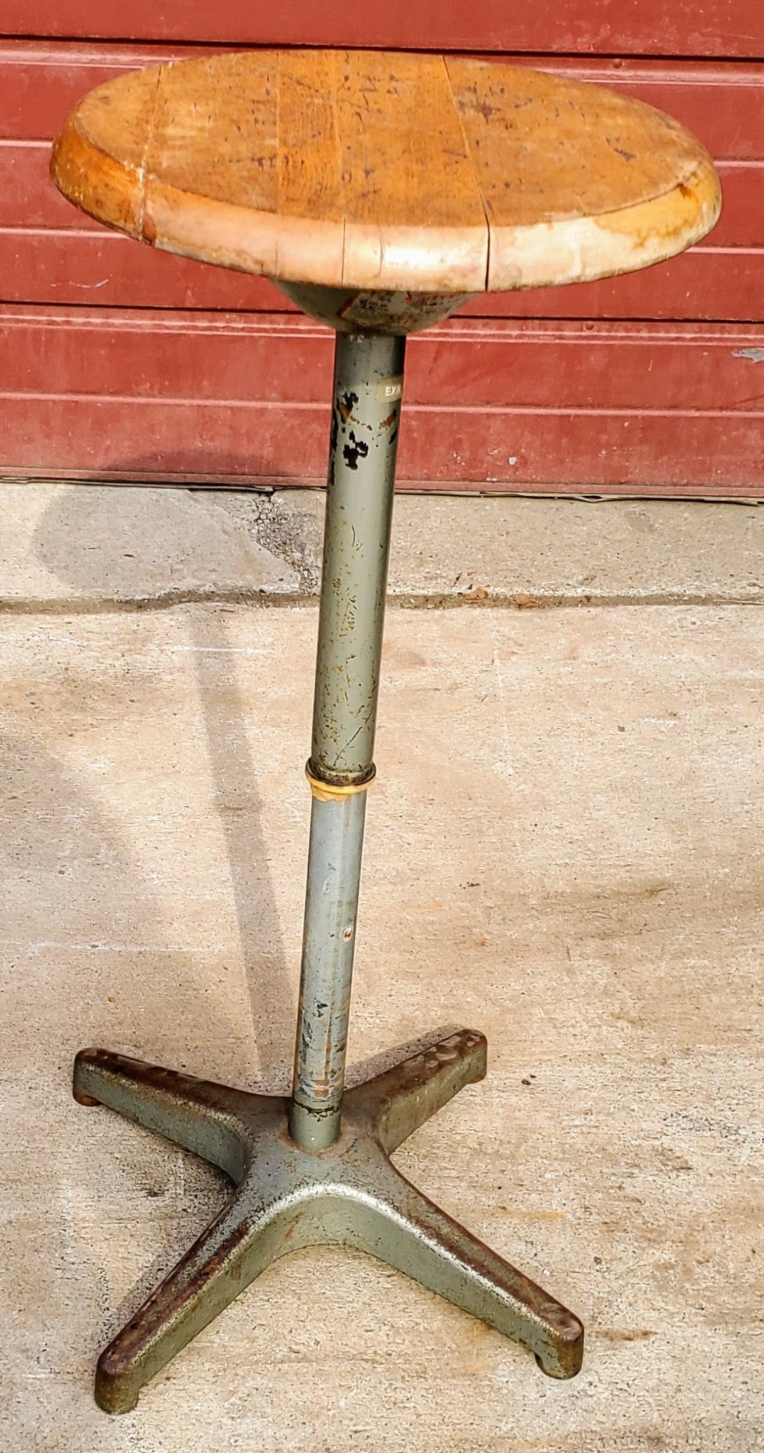 1963 VINTAGE AJUSTRITE INDUSTRIAL DRAFTING MACHINIST STOOL GLUEDWOODTOP FREESHIP