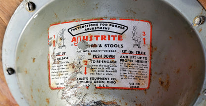 1963 VINTAGE AJUSTRITE INDUSTRIAL DRAFTING MACHINIST STOOL GLUEDWOODTOP FREESHIP