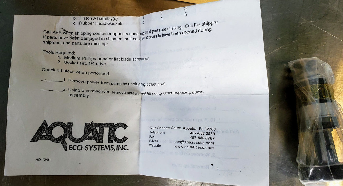 AQUATIC SL22RK REPAIR KIT LINEAR PISTON AIR PUMP 90DAYWARRANTY FREESHIP