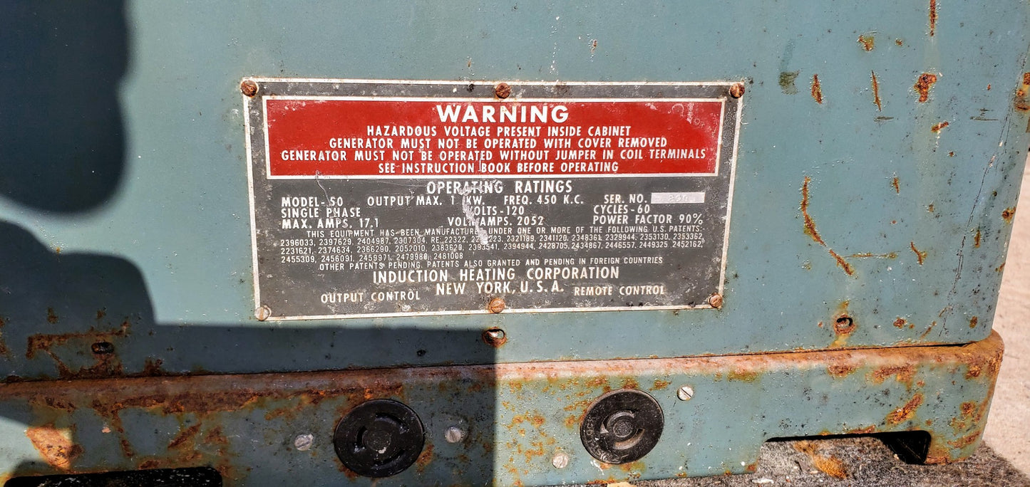 THER-MONIC 50 SPECIALTY INDUCTION HEATER GENERATOR TAYLOR WATCH VIDEO FREE SHIP