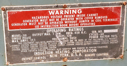 THER-MONIC 50 SPECIALTY INDUCTION HEATER GENERATOR TAYLOR WATCH VIDEO FREE SHIP