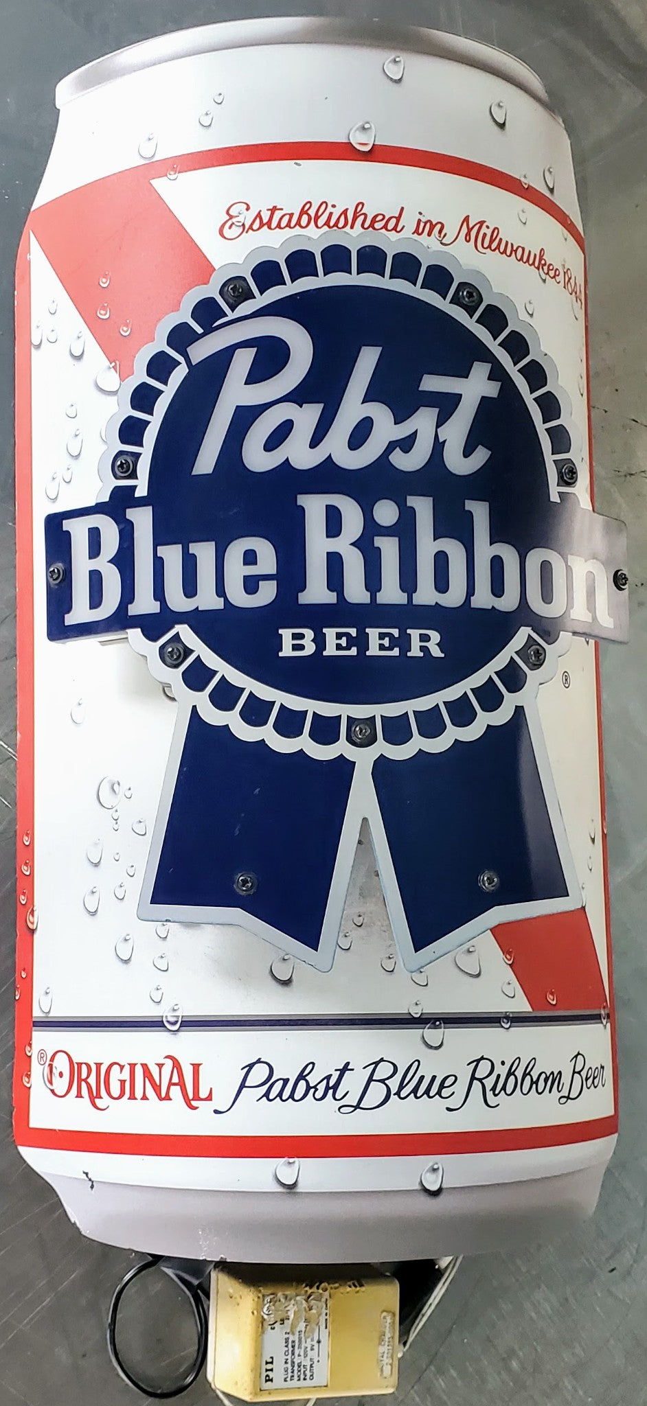 ORIGINAL PBS PABST BLUE RIBBON CURVED CAN LED LIGHT LIT WALL SIGN 9.5"Wx18"Hx4"D