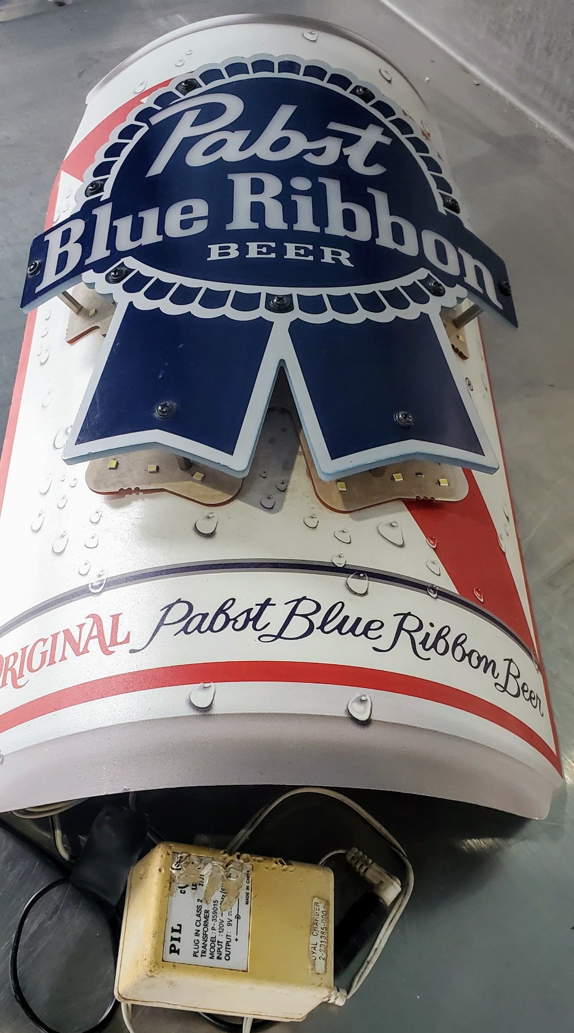 ORIGINAL PBS PABST BLUE RIBBON CURVED CAN LED LIGHT LIT WALL SIGN 9.5"Wx18"Hx4"D