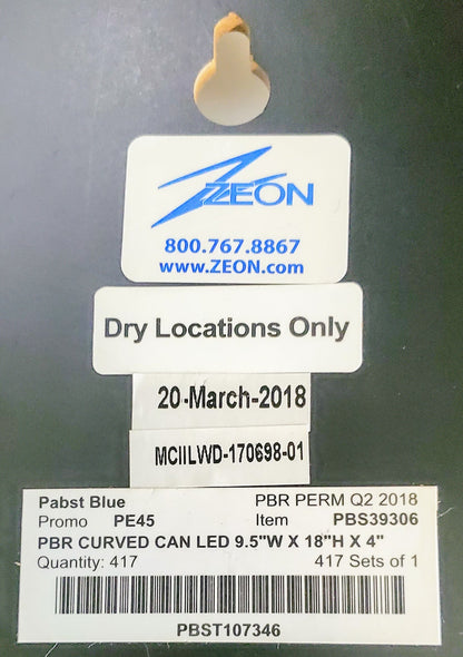 ORIGINAL PBS PABST BLUE RIBBON CURVED CAN LED LIGHT LIT WALL SIGN 9.5"Wx18"Hx4"D