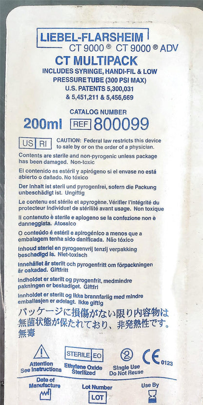 EXPIRED Lot 50 Sealed Packs SYRINGE LIEBEL-FLARSHEIM CT 9000 MULTIPACK 200 ML