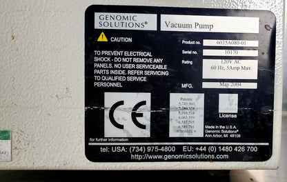 GENOMIC DIGILAB 6035A080-01 DRY VACUUM PUMP 90-DAY-WARRANTY WATCH VIDEO FREESHIP