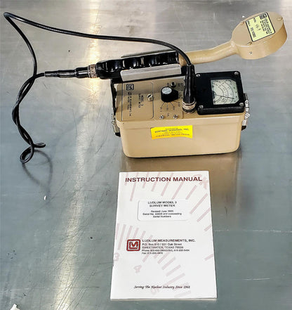 LUDLUM 3 SURVEY METER & 44-9 ALPHA BETA GAMMA RADIATION DETECTOR MANUAL FREESHIP