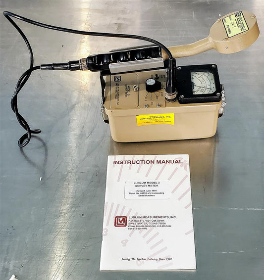 LUDLUM 3 SURVEY METER & 44-9 ALPHA BETA GAMMA RADIATION DETECTOR MANUAL FREESHIP